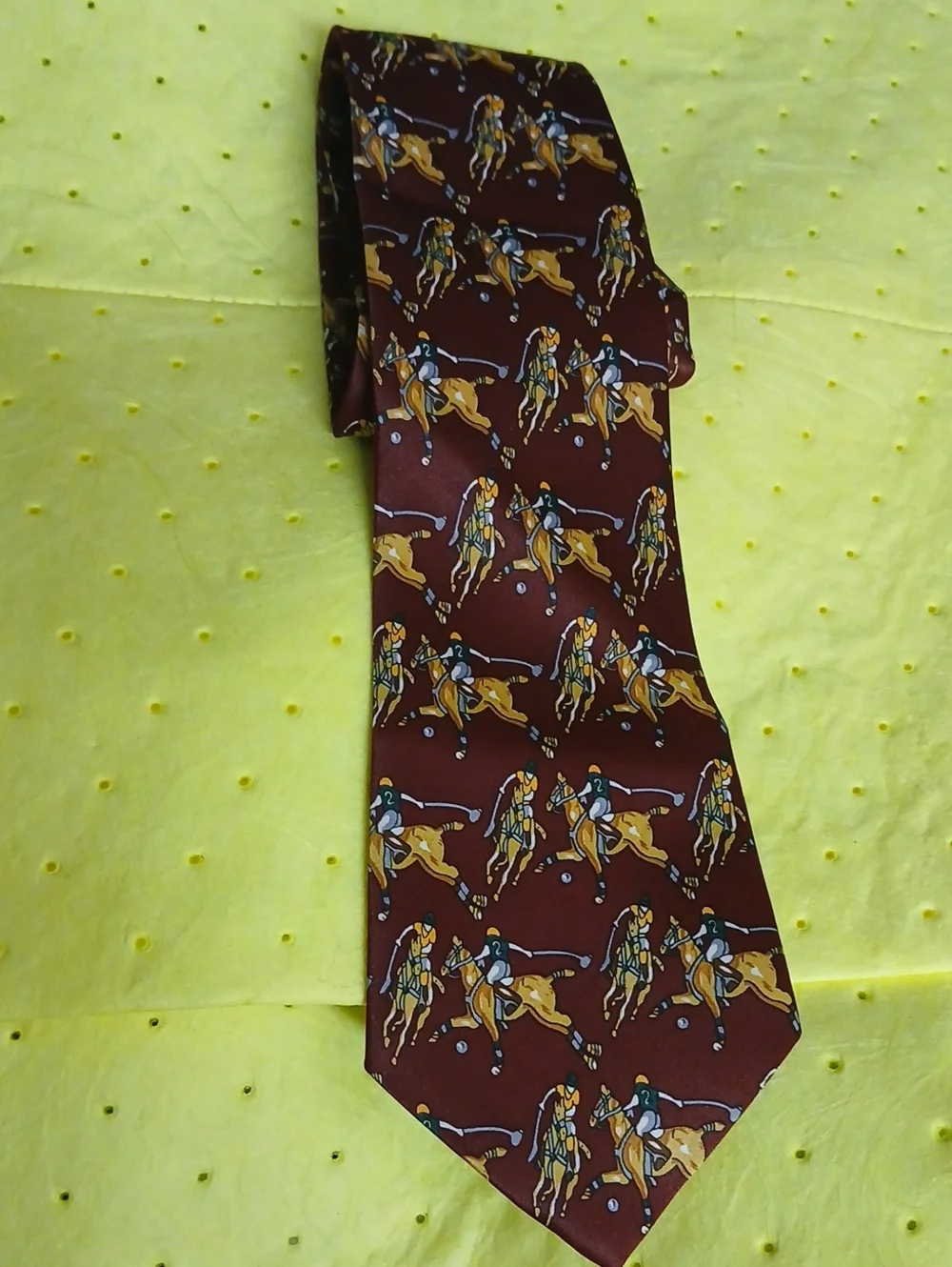Mens Burgundy Equestrian Pattern Tie